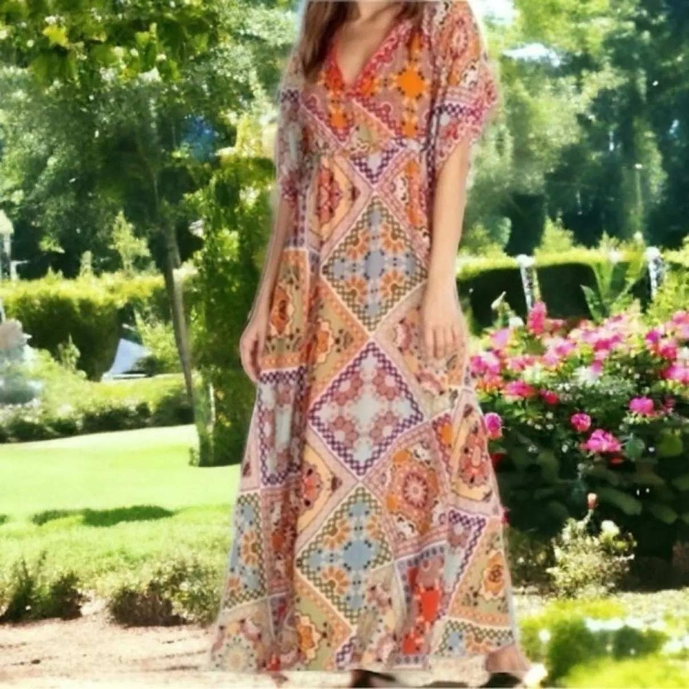 Johnny‎ Was Jade Thalia Maxi Dress XL Tassel Tie Waist Patchwork Embroidered NWT
